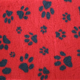 Non-Slip Vetfleece - Red with Charcoal Multi-Paws