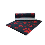 Non-Slip Vetfleece - Charcoal with Red Multi-Paws