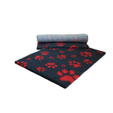 Non-Slip Vetfleece - Charcoal with Red Multi-Paws