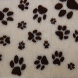 Non-Slip Vetfleece - Magnolia with Brown Multi-Paws