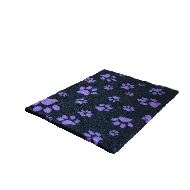 Non-Slip Vetfleece - Charcoal with Lilac Multi-Paws